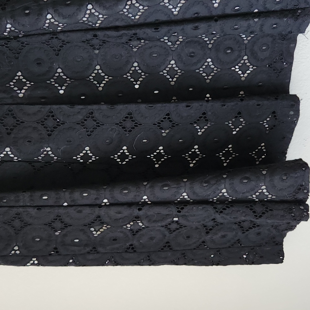 Banana Republic Black Eyelet Pleated Knee Length Skirt Sz 6P Classic Elegant - Picture 15 of 15